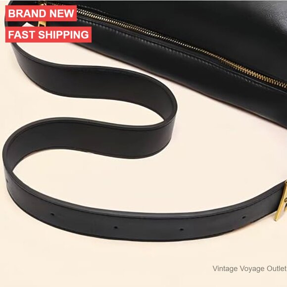 Genuine Leather Hobo Bag Crossbody Shoulder Purse Adjustable Strap Zipper - Picture 6 of 7